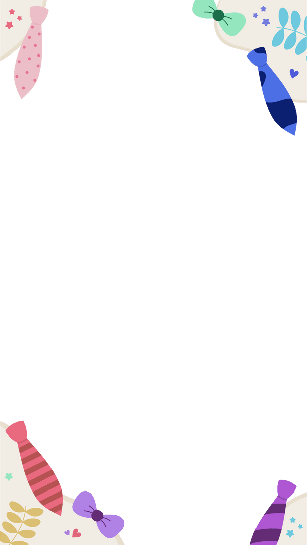 Transparent Frame with Colorful Neckties and Bows for Elegant Borders