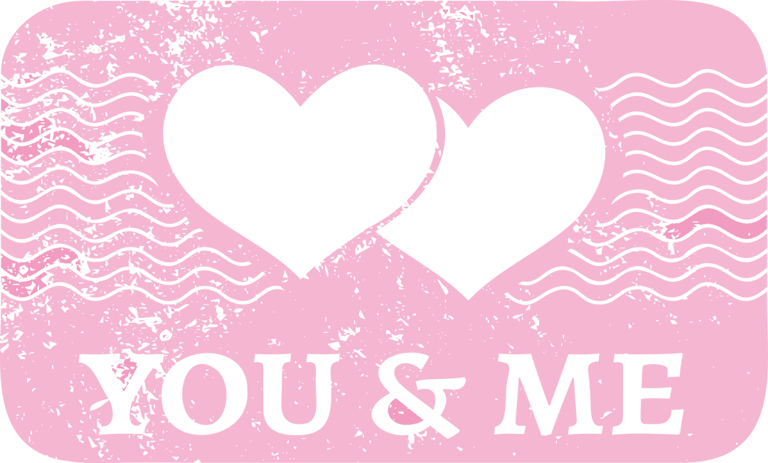 Transparent Hearts Design with Romantic You & Me Text