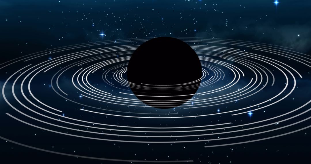 Mysterious Black Planet Against Starry Cosmic Background