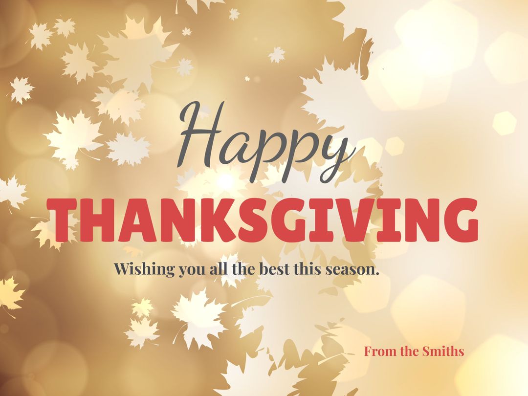 Warm Thanksgiving Greeting Card with Autumn Leaves
