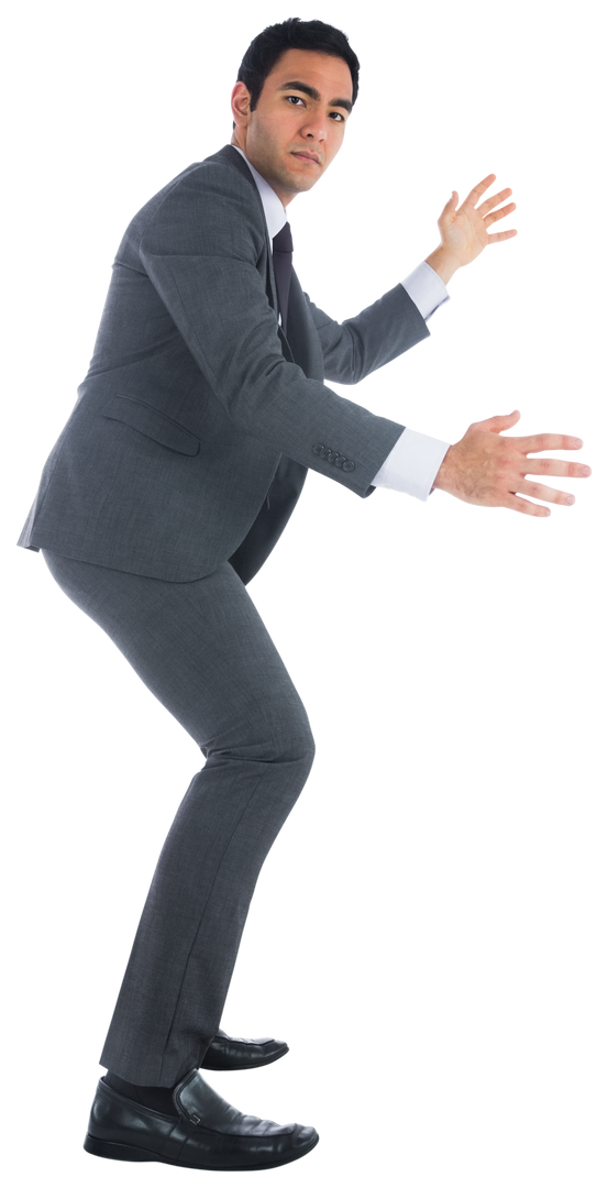 Businessman Posing as if Interacting in Virtual World Transparent - Download Free Stock Images Pikwizard.com