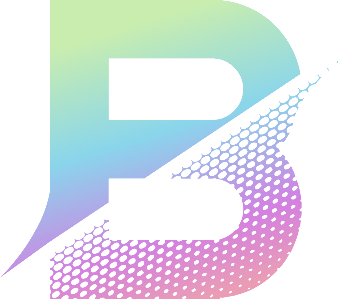 Modern Vibrant Two-Part Letter B Design on Transparent Background