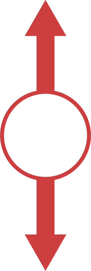 Red Circle with Up and Down Arrows on Transparent Background