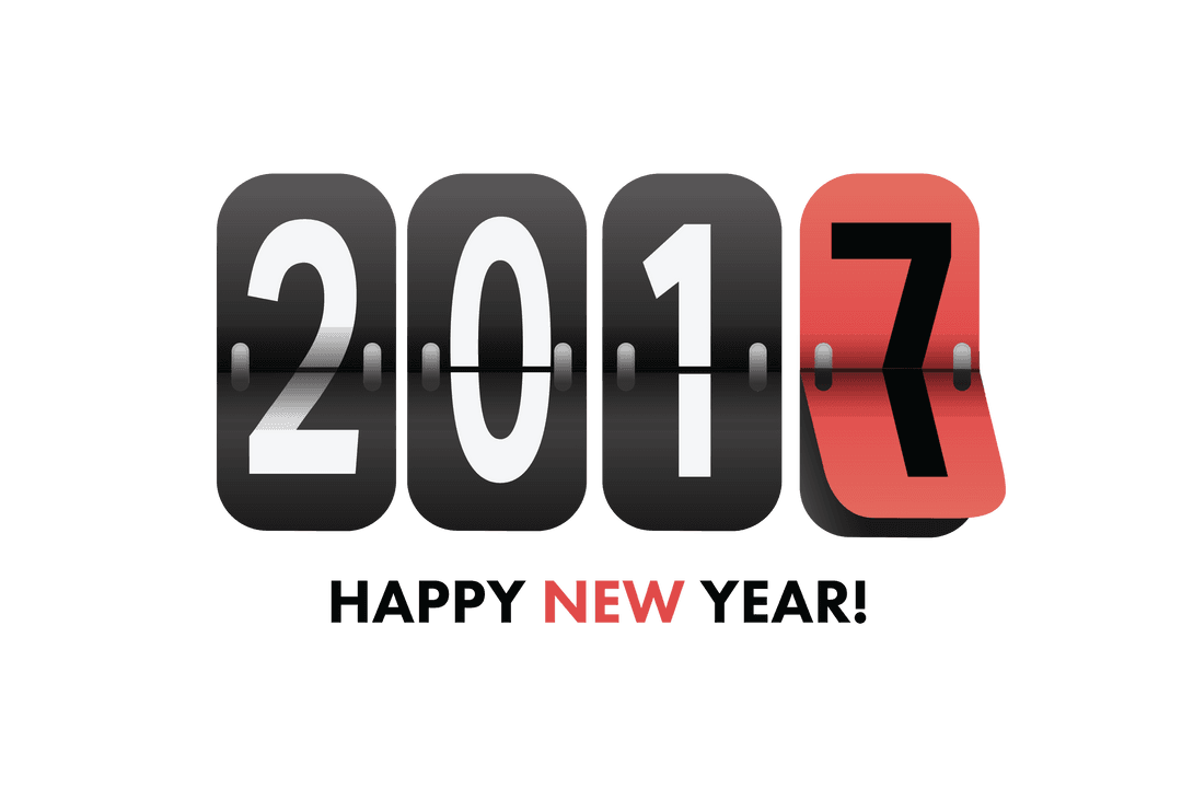 Digital Countdown Illustration for 2017 on Transparent Background