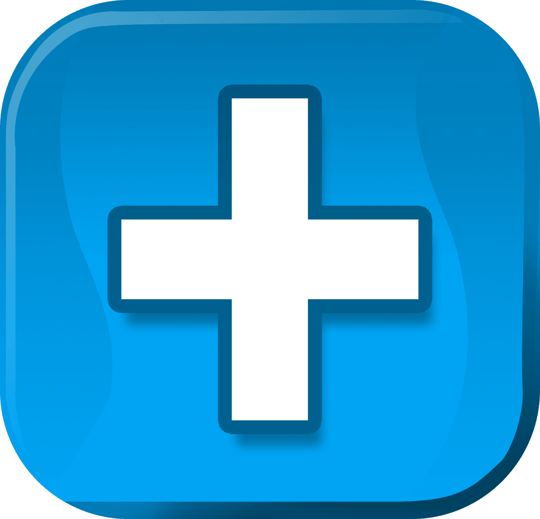 Transparent Blue Round Button with Plus Symbol