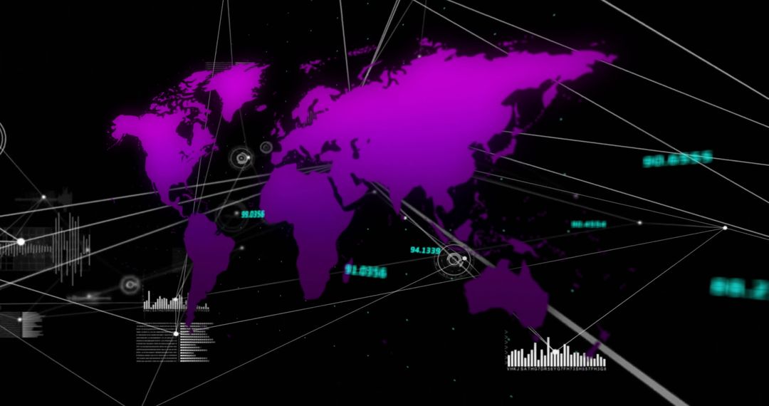 Futuristic Global Data Network with World Map Overlay