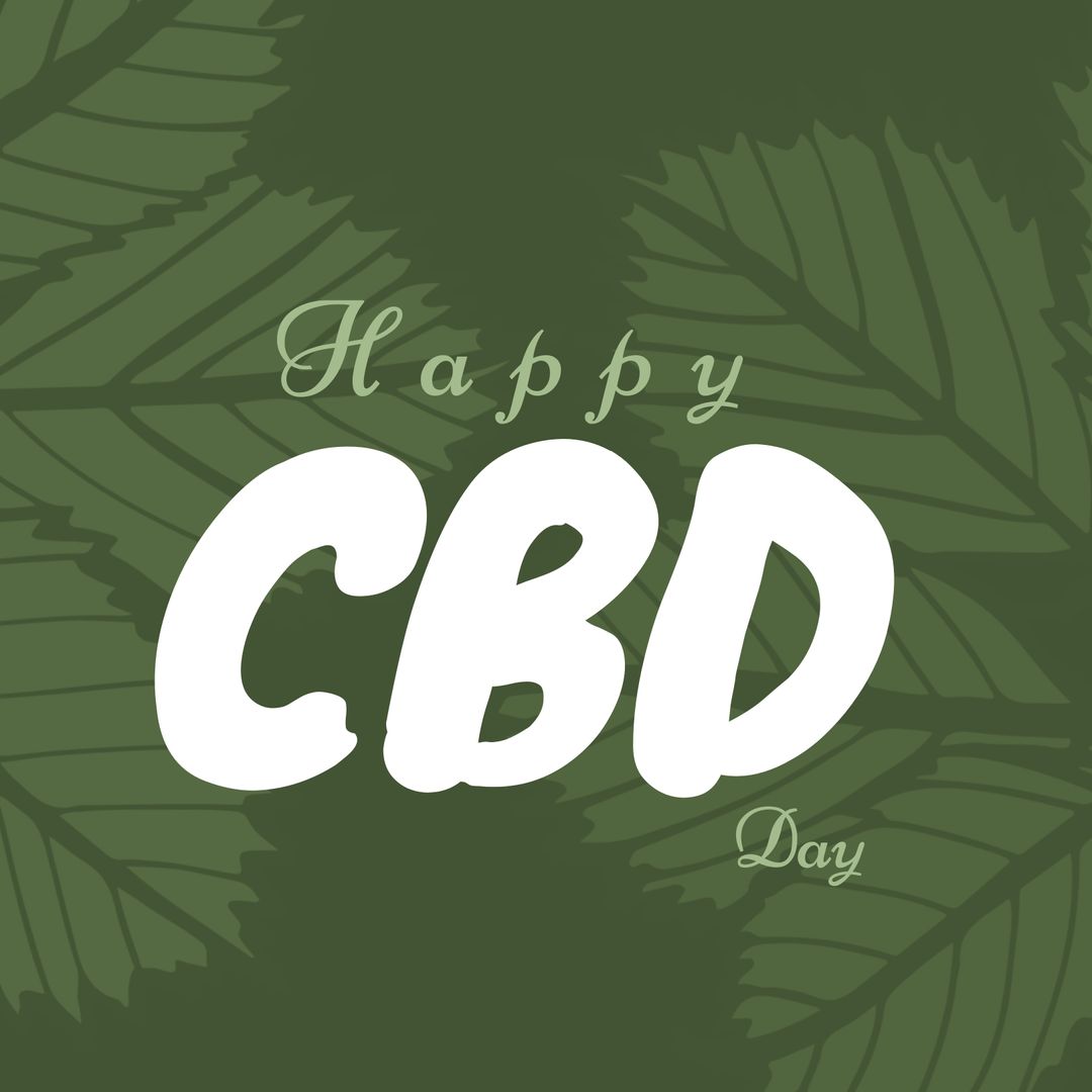 Celebration of Happy CBD Day with Leaf Background