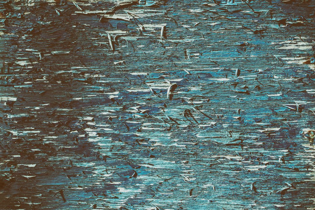 Peeling Blue Paint on Rustic Wooden Surface