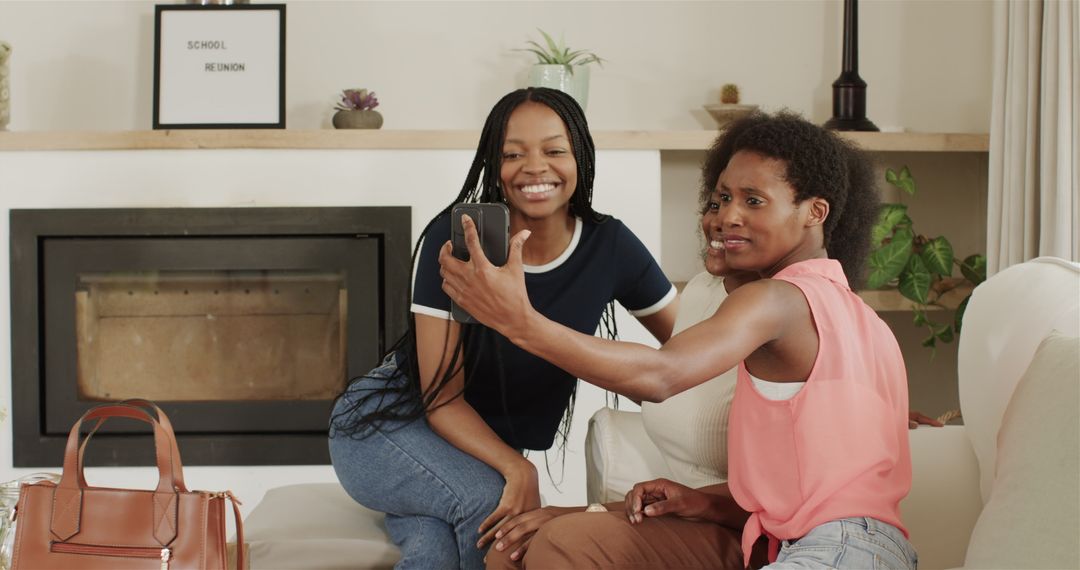 Happy Friends Taking Selfie Together at Home