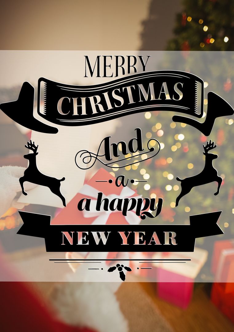 Festive Christmas and Happy New Year Greeting Design