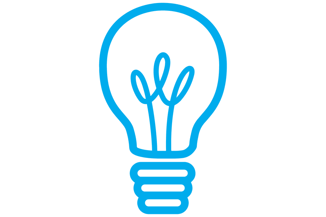 Innovative Blue Bulb Symbol on Transparent Background