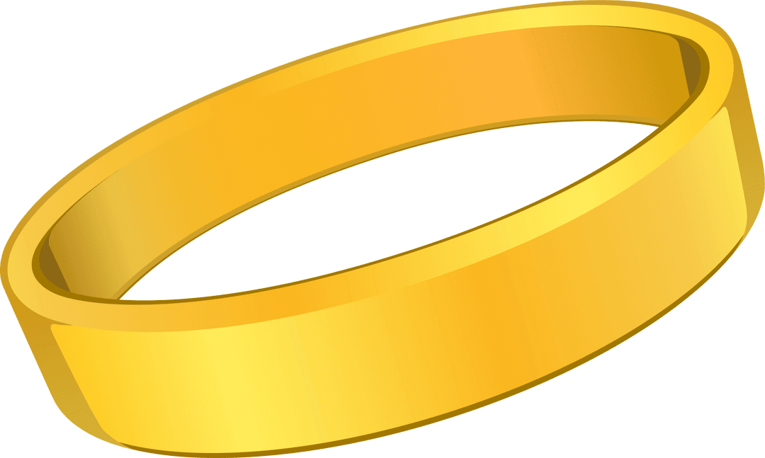 Minimalist Golden Ring with Metallic Gradient on Transparent Background