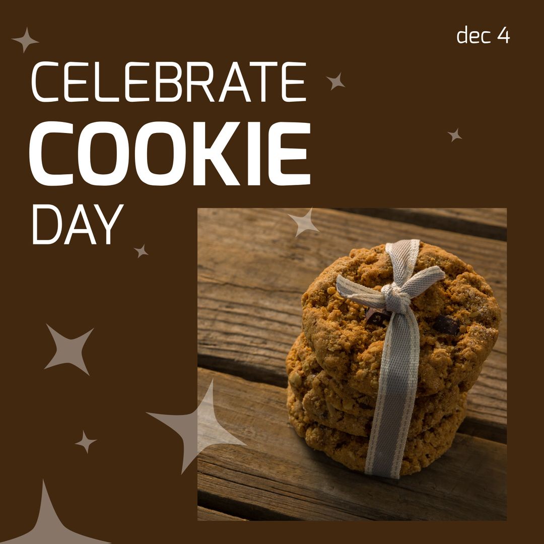 Celebrate Cookie Day Dec 4 with Fresh Cookies Tied with Ribbon - Download Free Stock Templates Pikwizard.com