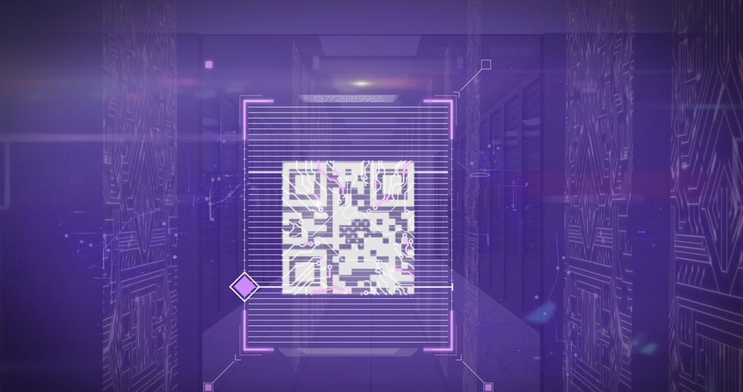 Futuristic QR Code and Digital Circuit Background