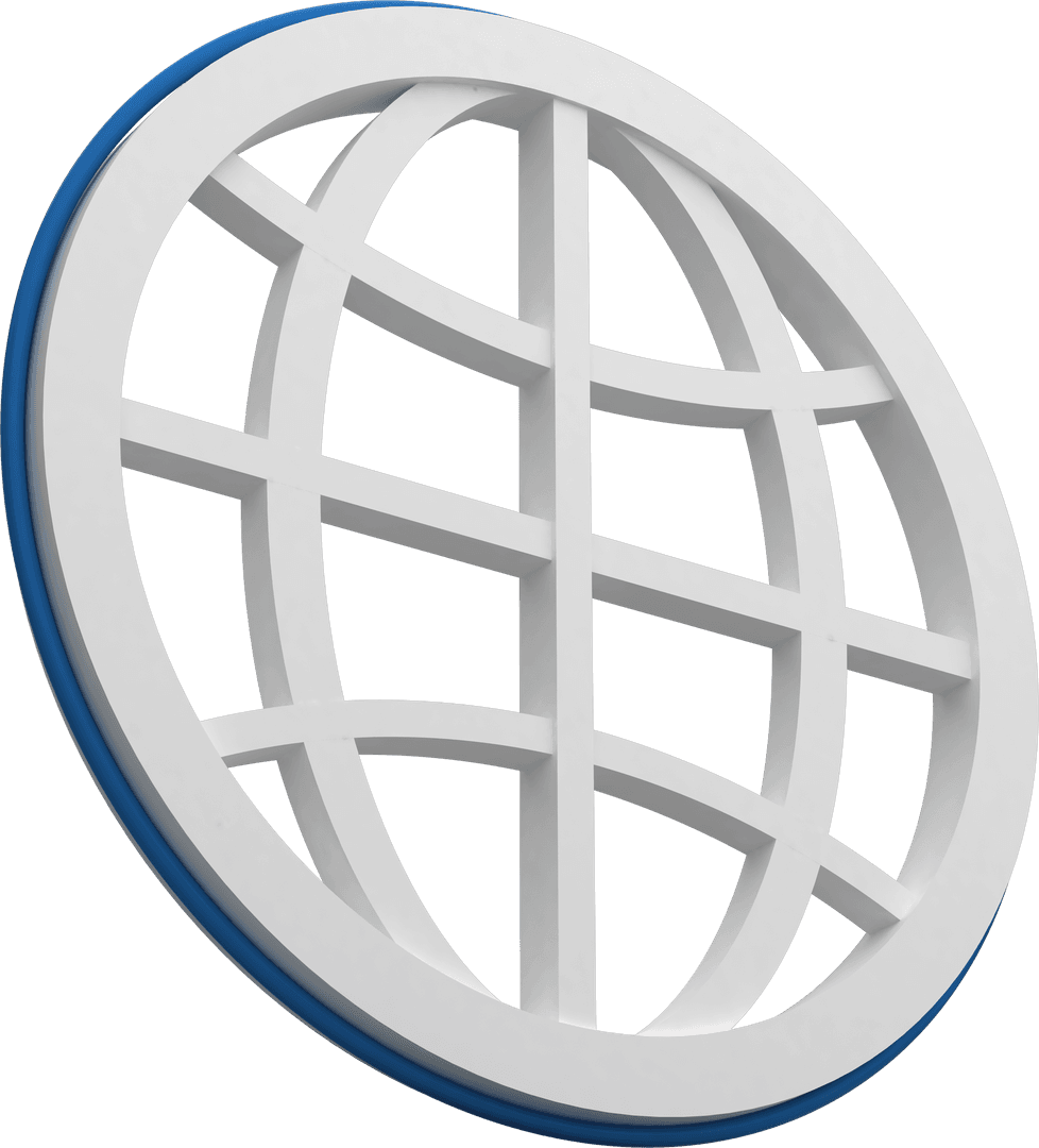 Transparent 3D Globe Symbol with Blue Edge