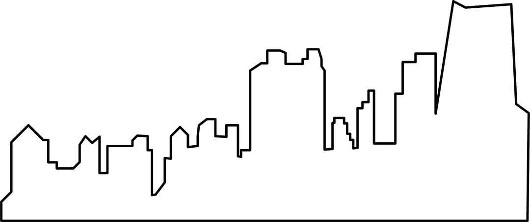 Sleek Black City Outline on Transparent Background Icon