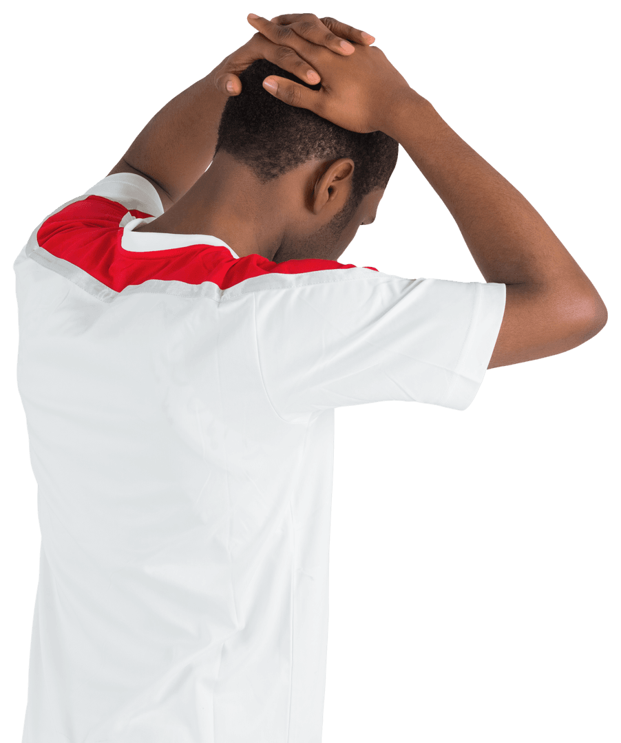 Transparent Disappointed Football Fan with Red and White Jersey