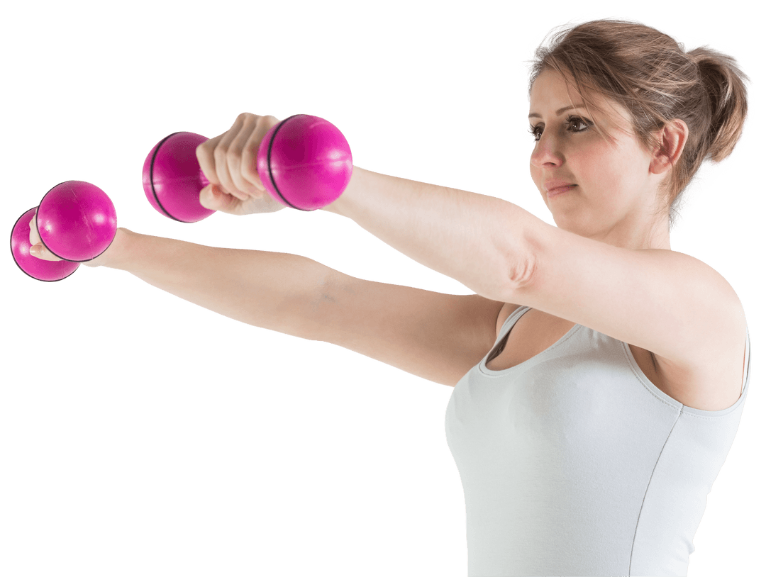 Transparent Woman Exercising with Dumbbells for Fitness Concept