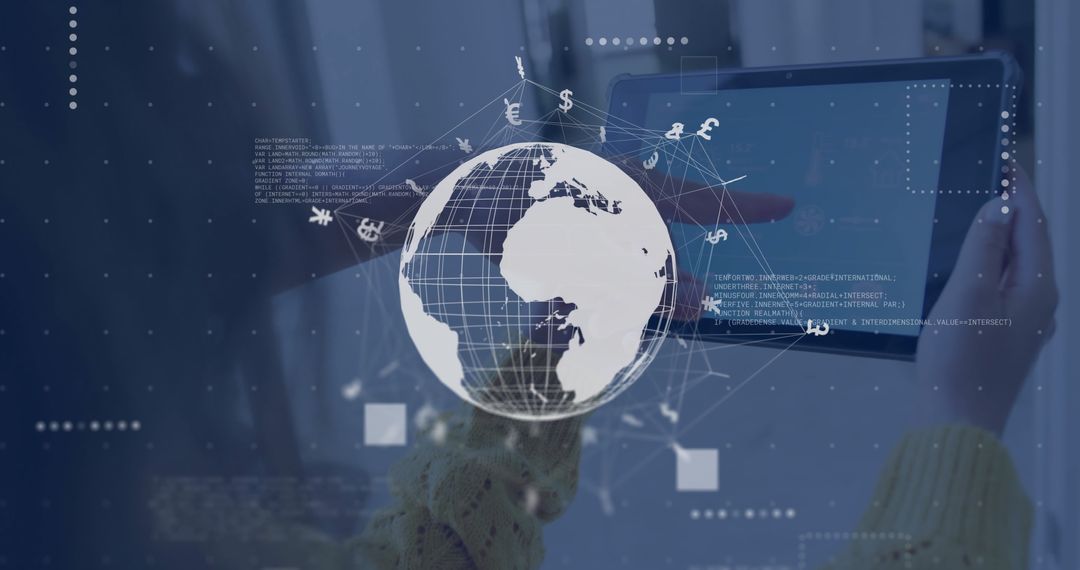 Global Connections and Data Processing Concept with Tablet