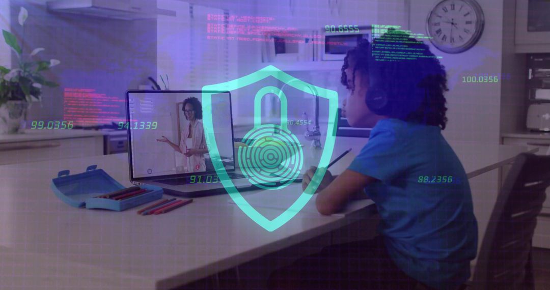 Child Engaged in Online Learning with Digital Security Focus