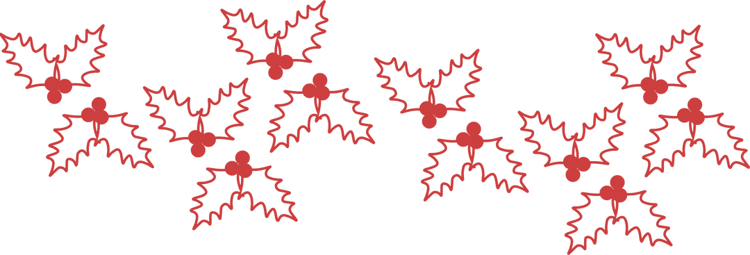 Digital Holiday Holly Leaves on Transparent Background
