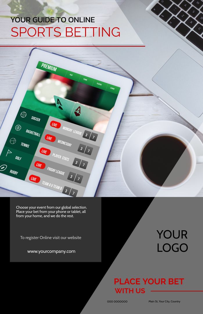 Online Sports Betting Template with Tablet Displaying App