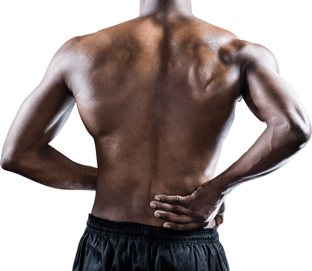 Transparent Back View of Athlete Experiencing Muscular Pain
