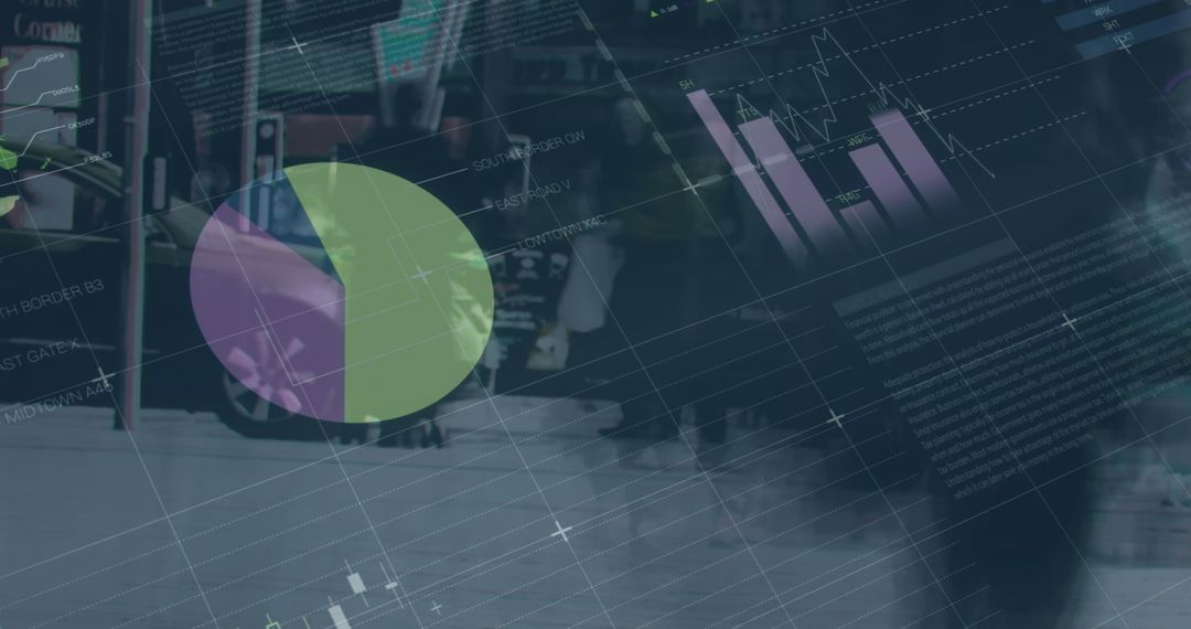 Business Analytics with Digital Data Overlay on City Background