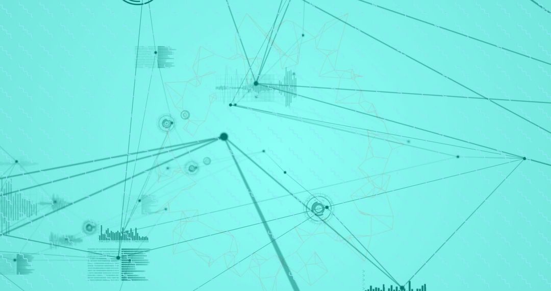 Abstract Network Connections and Data Visualization on Blue Background