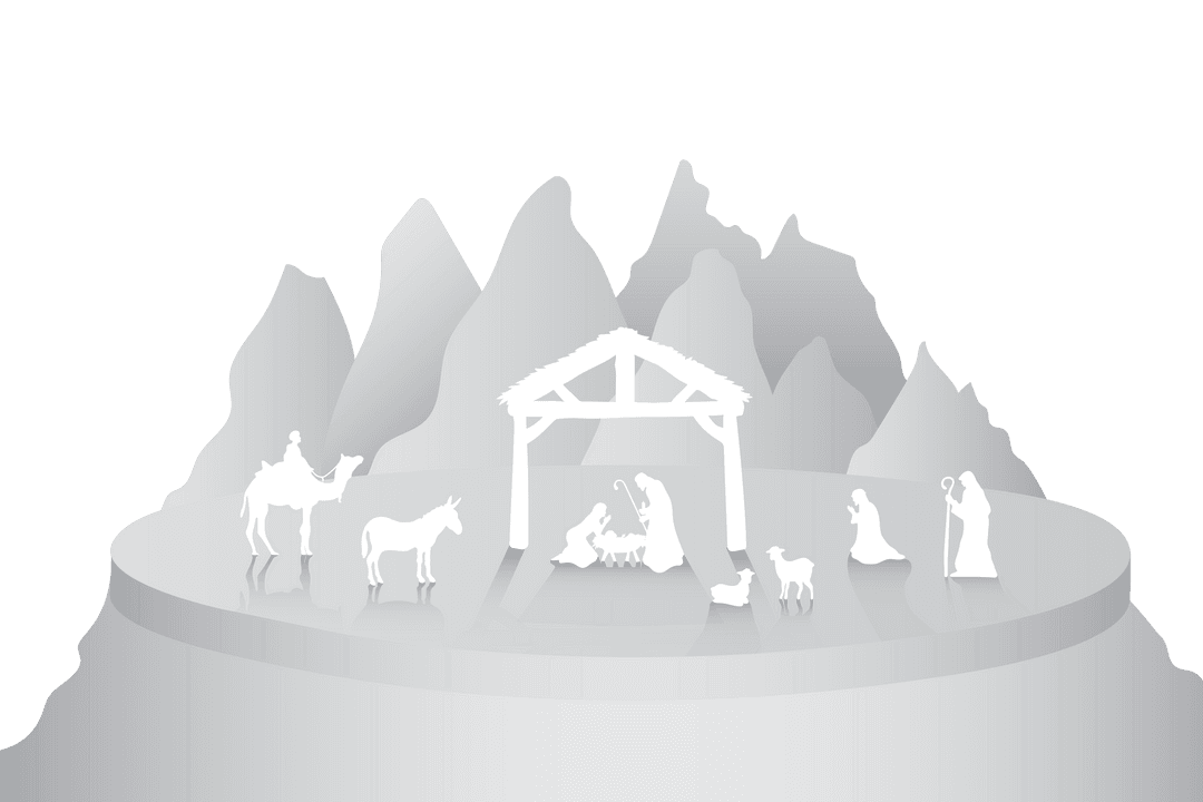 Transparent Silhouette of Nativity Scene on Stable Background