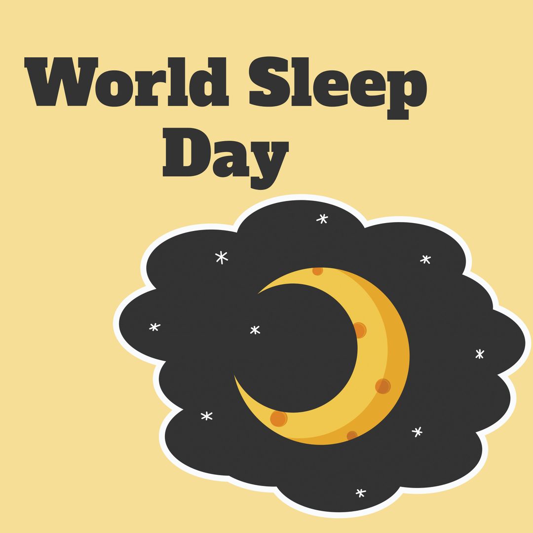 World Sleep Day Celebration with Crescent Moon and Stars