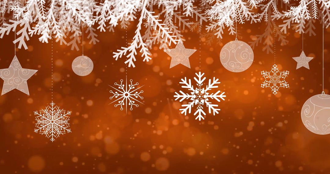 Elegant Snowflakes and Ornaments on Warm Brown Background