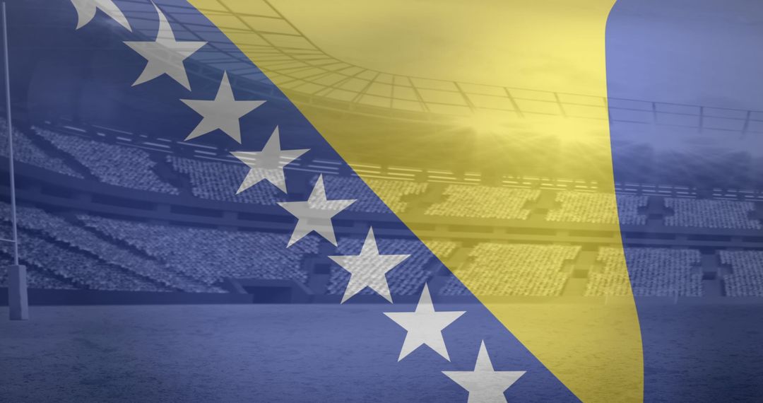 Bosnia and Herzegovina Flag Overlaying a Sports Stadium Scene - Free Images, Stock Photos and Pictures on Pikwizard.com