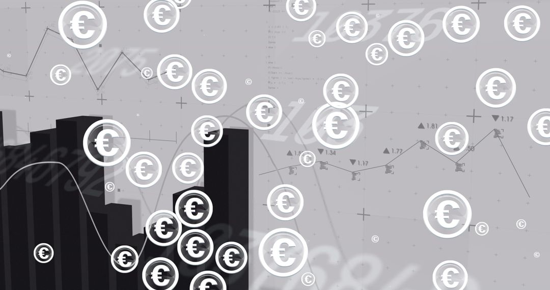 Euro Symbols on Dynamic Financial Data Background