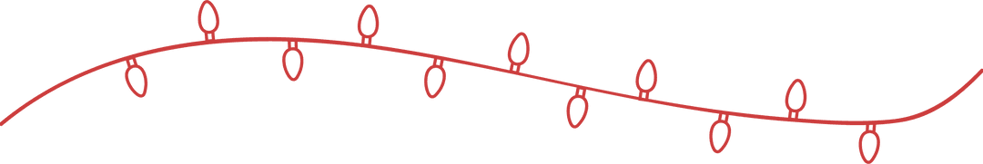 Red Decorative String Lights on Transparent Background