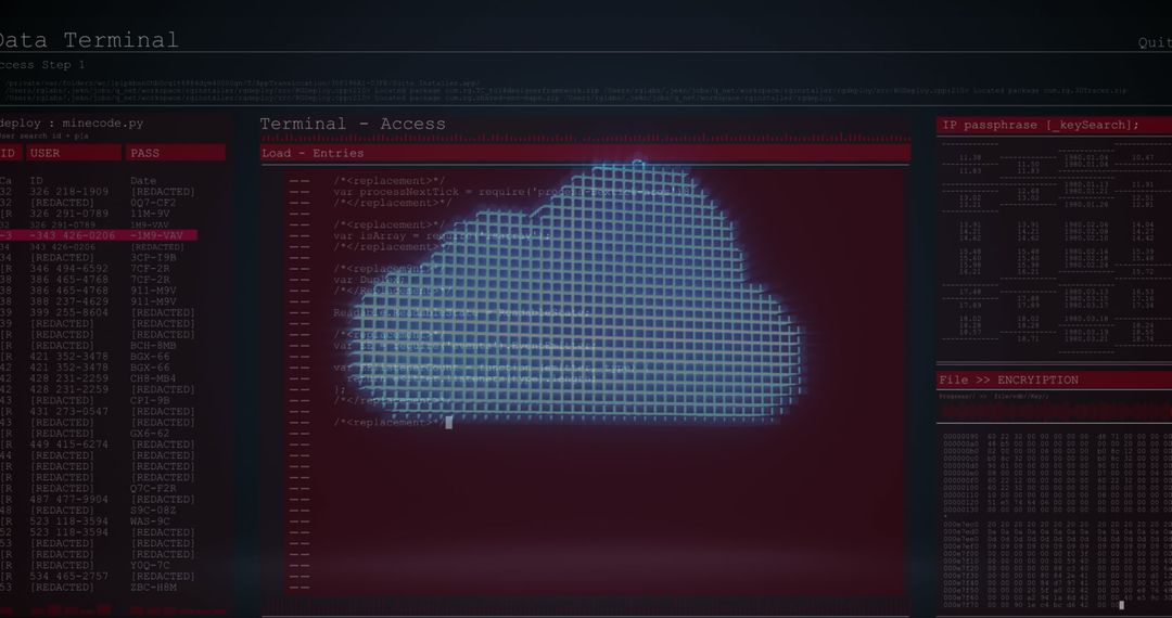 Digital Security Interface with Cloud and Encryption Displayed - Free Images, Stock Photos and Pictures on Pikwizard.com
