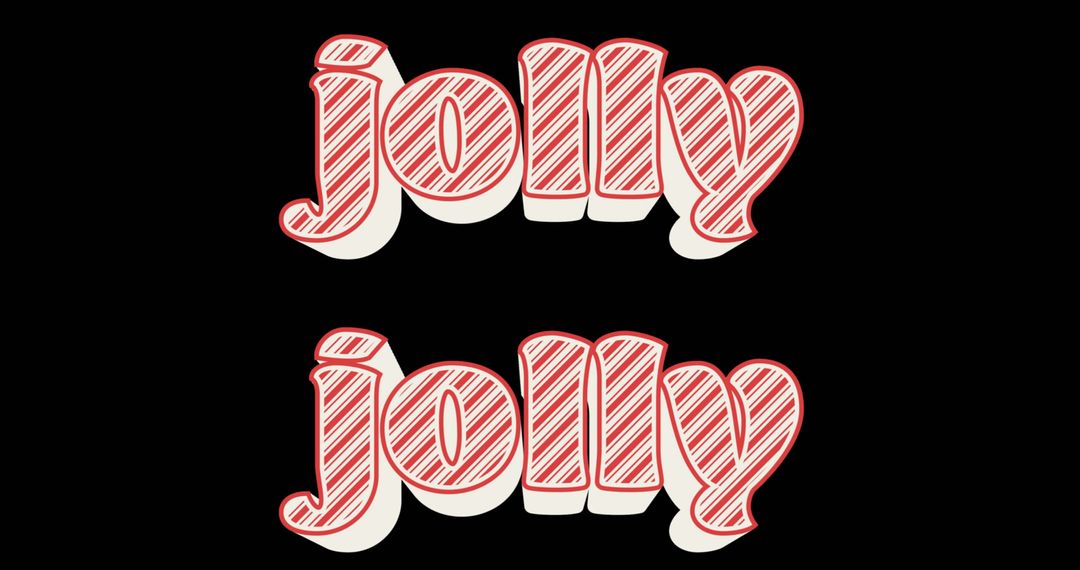 Festive Jolly Text in Striped Design on Black Background