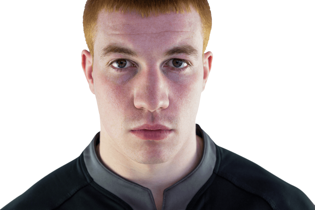 Transparent Background Profile Portrait of Confident Rugby Player