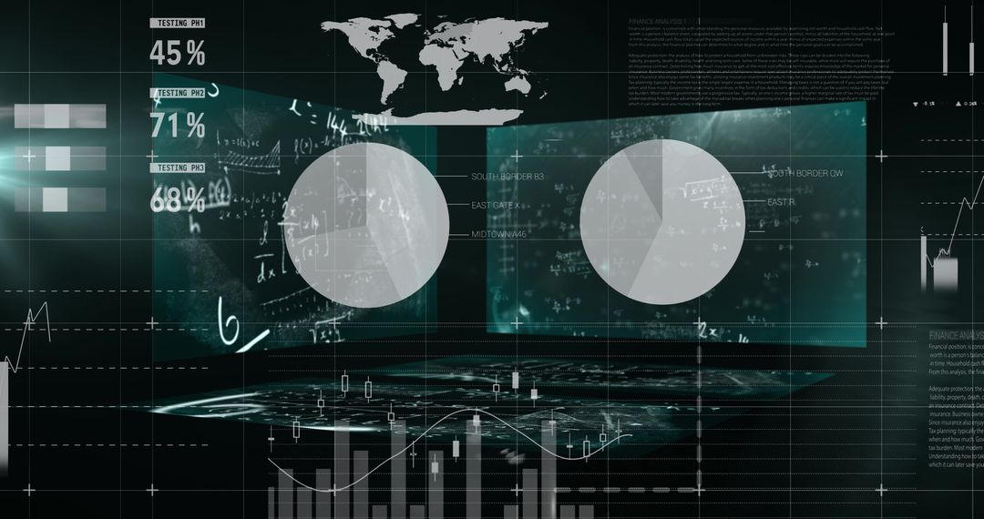 Futuristic Digital Data Interfaces with Mathematical Equations