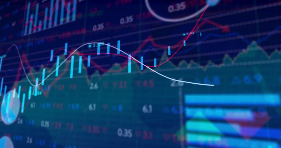 Abstract Digital Data Visualization in Blues and Reds