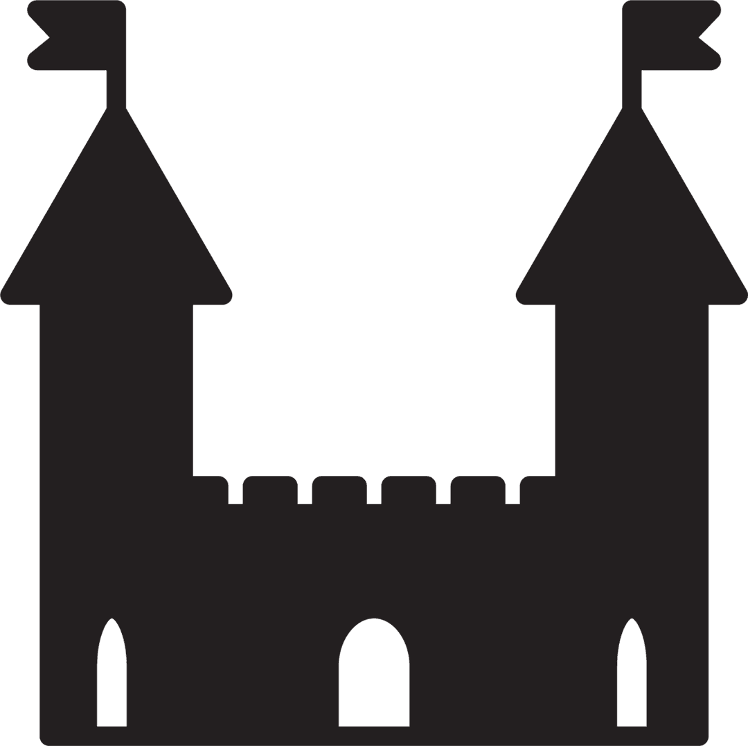 Transparent Castle Symbol Silhouette on Clear Background