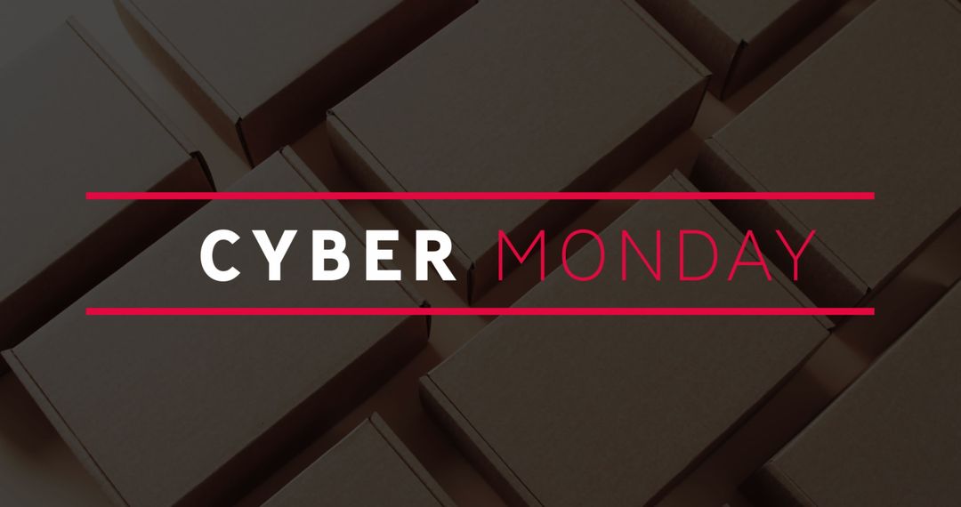 Cyber Monday Text on Brown Shipping Boxes Background