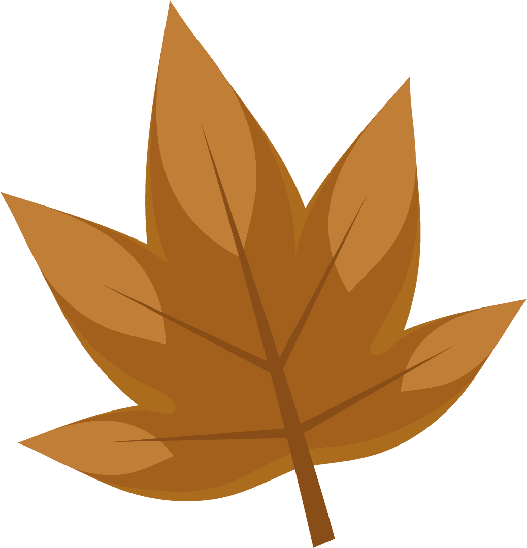 Stylized Brown Autumn Leaf Vector on Transparent Background