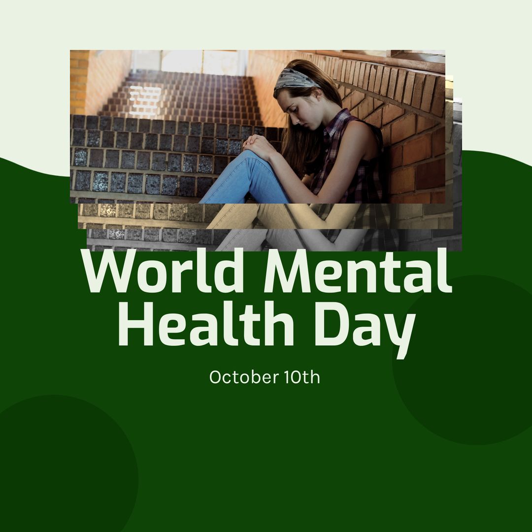 World Mental Health Day Awareness with Thoughtful Girl