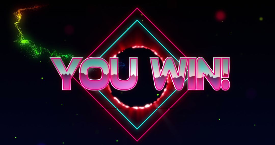Vibrant Neon You Win Banner With Light Trails