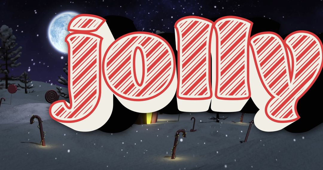 Festive Jolly Lettering During Snowy Night