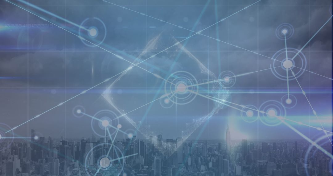 Digital Web Overlooking Cityscape with Connection Network