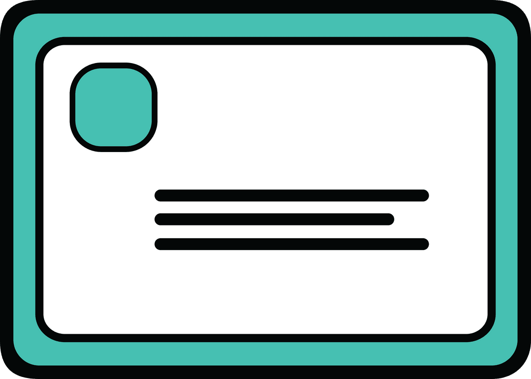 Digital ID Card Illustration with Blue Frame on Transparent Background