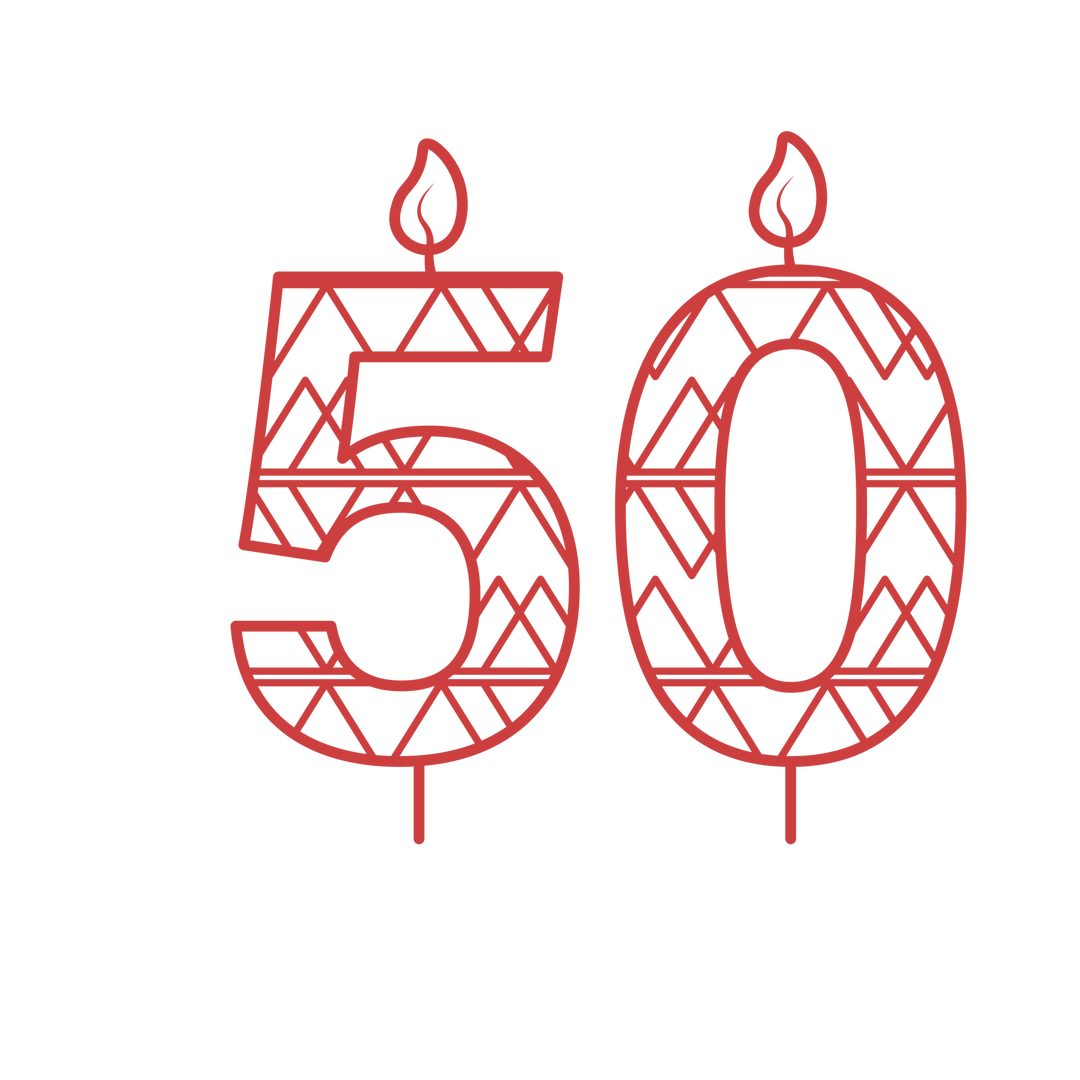 Patterned Red Fifty Birthday Candle Illustration on Transparent Background - Download Free Stock Images Pikwizard.com