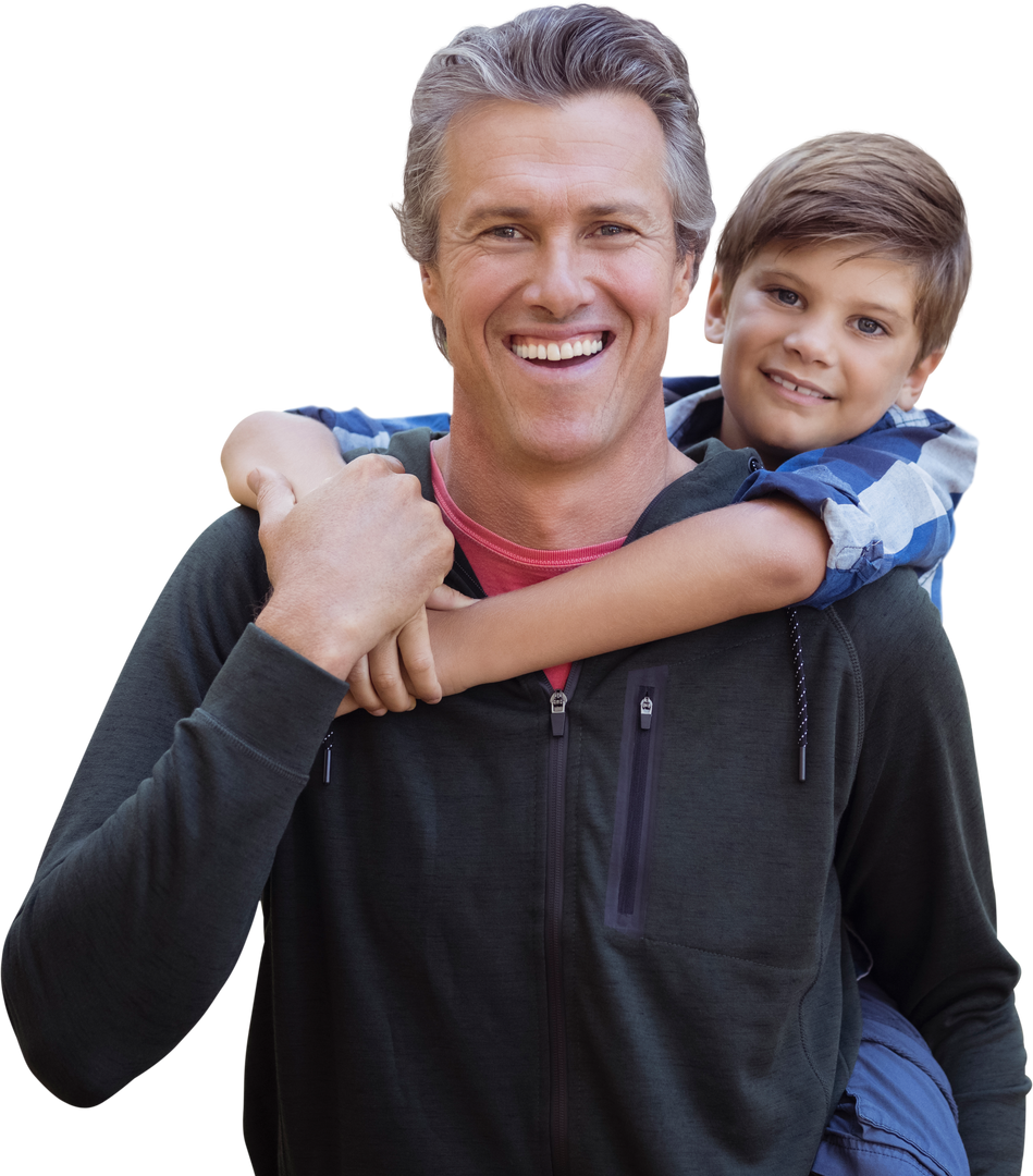 Smiling Father Carrying Son on Shoulders Transparent Background - Download Free Stock Images Pikwizard.com